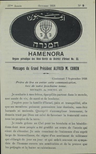 Hamenora. octobre 1926 - Vol 04 N° 09